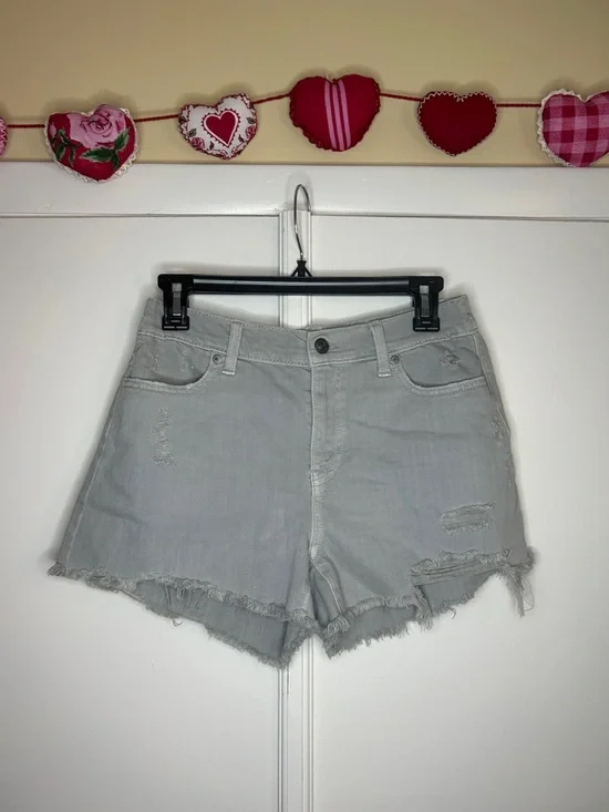 Aerie Distressed Grey Denim Shorts - Picture 2 of 8